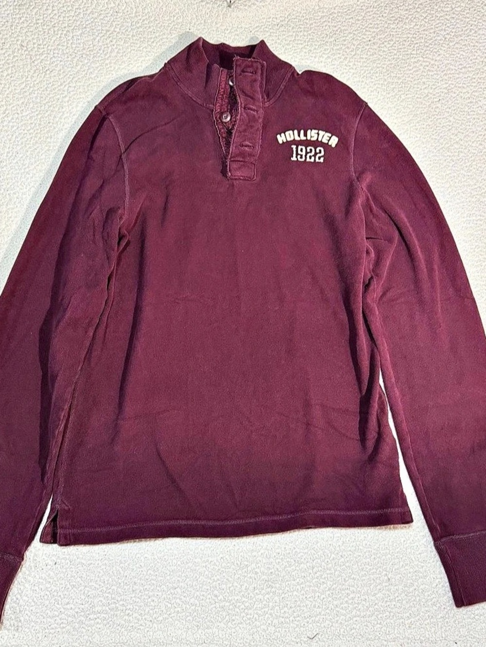 Hollister 1922 Long Sleeve Henley Shirt Men's Cotton Pullover XL Burgundy